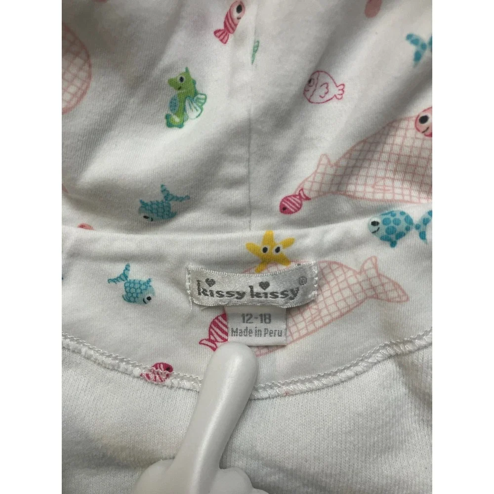Kissy‎ Kissy 2-Piece Fleece Outfit Set Baby 12-18 White Pink Striped Snap Front